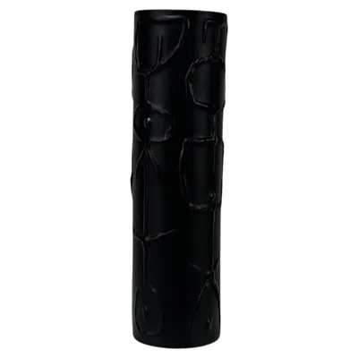 Pre-owned Rosenthal Cuno Fischer Black Matte Vase Abstract Glyphs  Studio Line