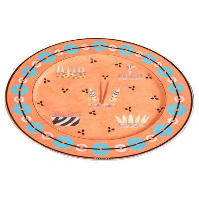 Pre-owned Rosenthal Decorative Plate, Tribal Royal Headdresses,  Design For Bulgari In Orange