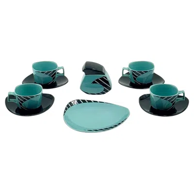 Pre-owned Rosenthal Dorothy Hafner Flash Frisco Porcelain Coffee Service For  Studio-line In Blue