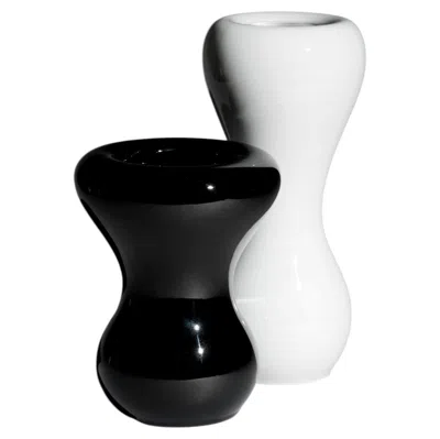 Pre-owned Rosenthal Emmanuel Babled Baobab Porcelain Vase Duo For , 1990s In Black