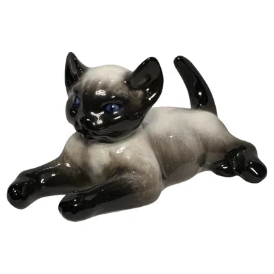 Pre-owned Rosenthal Finest Quality  Germany Siamese Kitten Cat Porcelain Figurine In Black