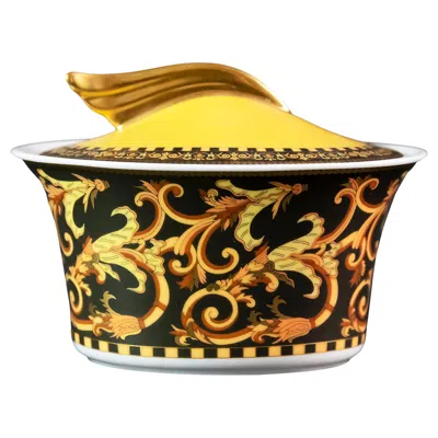 Pre-owned Rosenthal German  Porcelain Lidded Dish Model Barocco By Versace In Orange