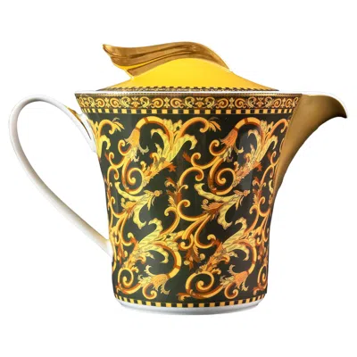 Pre-owned Rosenthal German  Porcelain Tea Pot Model Barocco By Versace In Brown
