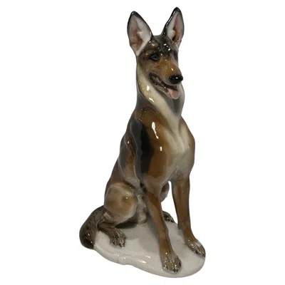 Pre-owned Rosenthal Germany German Shepherd Porcelain Dog Figurine Artist Theodor Karner In Brown