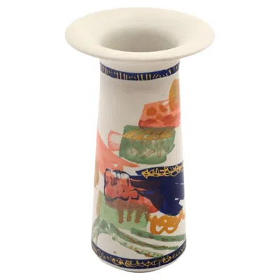 Pre-owned Rosenthal Hand Painted  Vase In Multicolors In Sand
