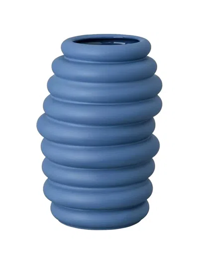 Rosenthal Hop Ribbed Vase In Blue