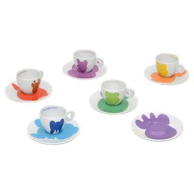 Pre-owned Rosenthal Jeff Koons Illy Collection Pop Art Espresso Set Of 5 Porcelain By  2001 In Gray