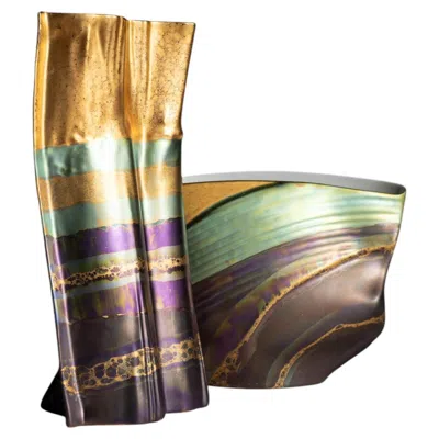 Pre-owned Rosenthal Johan Van Loon And Helmut Drexler  Porcelain Vase Duo, 1993�1994 In Brown