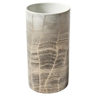 Pre-owned Rosenthal Large Porcelain White Gold And Black Pattern Vase By