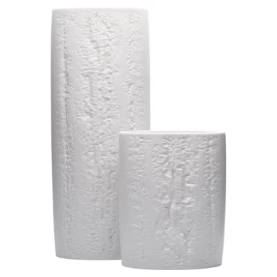Pre-owned Rosenthal Martin Freyer White Bisque Porcelain Relief Vase Pair For