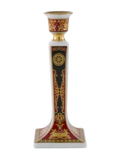 Pre-owned Rosenthal Meets Versace Small Medusa Candle Holder In Red
