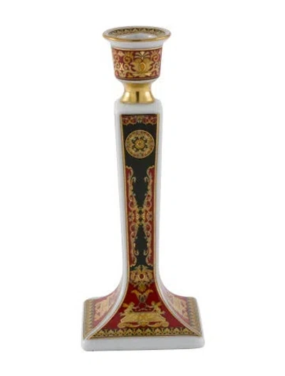 Pre-owned Rosenthal Meets Versace Small Medusa Candle Holder In Red