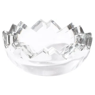 Pre-owned Rosenthal Mid-century Crystal Ashtray With Crenelated Angular Motif Signed  In Gray