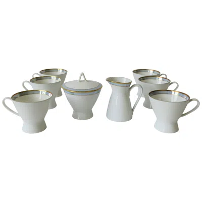 Pre-owned Rosenthal Midcentury Modern German Blue & White Porcelain Coffee Or Tea Set By