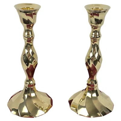 Pre-owned Rosenthal Modern Brass Candlesticks In Original Velvet Covered Box In Brown