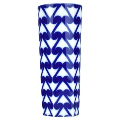 Pre-owned Rosenthal Modernist Blue & White Porcelain Vase By  Studio Line Germany