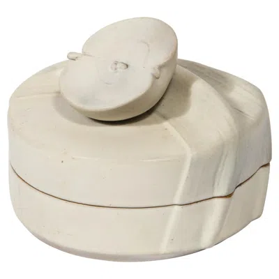 Pre-owned Rosenthal Modernist Off White Ceramic Lidded Box With Stylized Apple Motif By