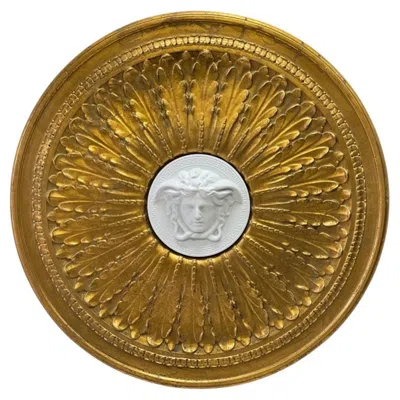 Pre-owned Rosenthal Monumental 29”  Versace Medusa Gilt Sunburst Wall Medallion Plaque In Brown