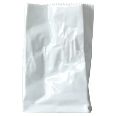 Pre-owned Rosenthal Original 1977 Tapio Wirkkala "paper Bag" Ceramic Vase For  In Transparent