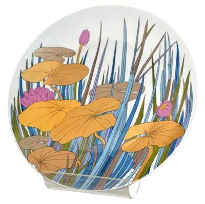 Pre-owned Rosenthal Original  Porcelain Flower Plate Studio-linie Germany By Wolfgang Bauer In Gold