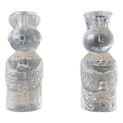 Pre-owned Rosenthal Pair Of Studio Line Candlesticks By Bjorn Wiinblad For , 1970s In Gray