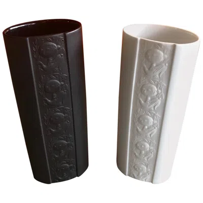 Pre-owned Rosenthal Pair Of Studio Line Vases By Bjorn Wiinblad For  In Black