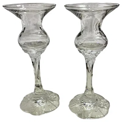 Pre-owned Rosenthal Pair  Group Germany Monbijou Classic.rose Collection Crystal Candlestic In Gray