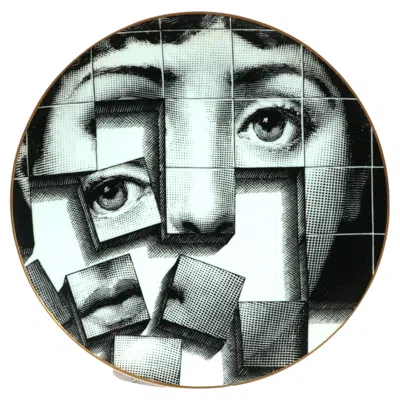 Pre-owned Rosenthal Piero Fornasetti  Porcelain Plate, Temi E Variazioni Motiv 33, 1980s In Gray