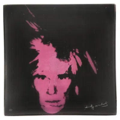 Pre-owned Rosenthal Pop Art Andy Warhol Self Portrait Square Glass Tray, , 1990s In Black