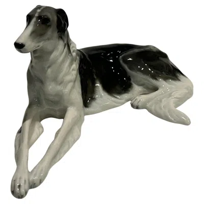 Pre-owned Rosenthal Porcelain Borzoi Dog Sculpture In Gray