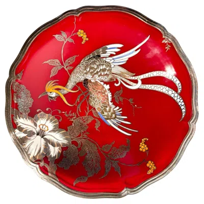 Pre-owned Rosenthal Porcelain Centerpiece Plate Chippendale Decoration 1940s In Red
