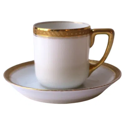 Pre-owned Rosenthal Porcelain Coffee Espresso Cup Saucer  White Gold, Early 20th Century