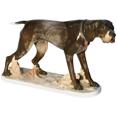 Pre-owned Rosenthal Porcelain Dog Figurine,  Porcelain By F. Diller, 1913-1927 In Brown
