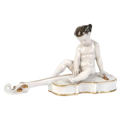 Pre-owned Rosenthal Porcelain Figure "cellist",  By Ferdinand Liebermann, 1914 - 1922 In Beige