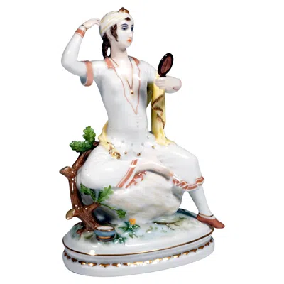 Pre-owned Rosenthal Porcelain Figure, Seated Oriental Woman With Mirror, R. Förster, , 1923 In Gray