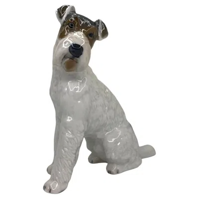 Pre-owned Rosenthal Porcelain Figurine Of A Fox Terrier Dog In Gray