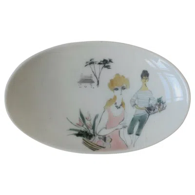 Pre-owned Rosenthal Porcelain Jewelry Dish 'rendezvous' Female Figures In Gray