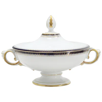 Pre-owned Rosenthal Porcelain Tureen Serving Dish Cobalt And Gold In Blue