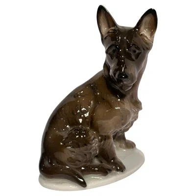 Pre-owned Rosenthal Quality Rare  Bavaria German Shepherd Porcelain Dog Figurine Circa 1929 In Black