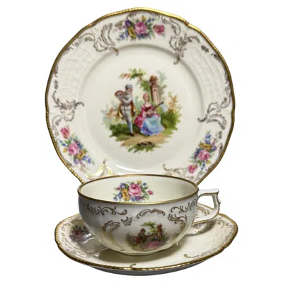 Pre-owned Rosenthal Rococo Porcelain Coffee Tea Set  Sanssouci Romantic Scene 1930 In Sand