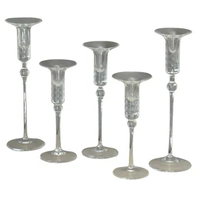 Pre-owned Rosenthal ‘romance' Crystal Candlesticks By Bjorn Wiinblad In Gray