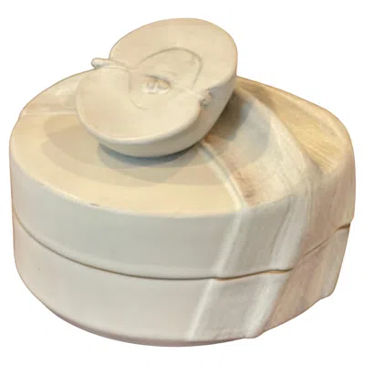 Pre-owned Rosenthal Round Stylized Ceramic Lidded Trinket Box With Apple Motif By  In Sand