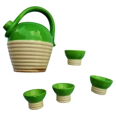 Pre-owned Rosenthal Service Of Five Ceramics By Rometti, Dante Baldelli Style In Green