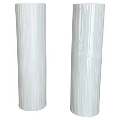 Pre-owned Rosenthal Set Of 2 Abstract Op Art Vase Tapio Wirkkala  Studio Line Germany 1980s In Transparent