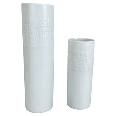 Pre-owned Rosenthal Set Of 2 Abstract Porcelain Vases By Cuno Fischer For , Germany, 1980s In Transparent