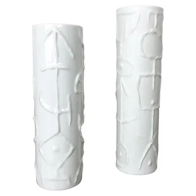 Pre-owned Rosenthal Set Of 2 Abstract Porcelain Vases By Cuno Fischer For , Germany, 1980s In Transparent