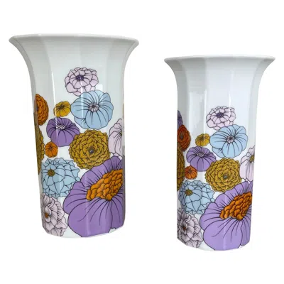 Pre-owned Rosenthal Set Of 2 Floral Vases Tapio Wirkkala Polygon  Studio Line Germany 1980s In Transparent