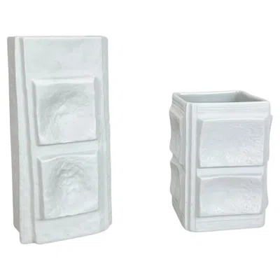 Pre-owned Rosenthal Set Of 2 Original 70s Op Art Vase By Martin Freyer For , Germany, 1970s In Transparent