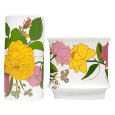 Pre-owned Rosenthal Set Of 2 Porcelain Art Vases By W. Bauer For , Germany, Circa 1970 In Sand