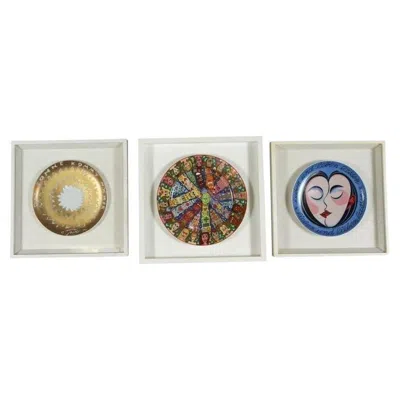 Pre-owned Rosenthal Set Of 3 Framed Porcelain Plates, Modern, Signed, German, 1980s In Sand